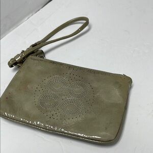 Vintage‎ Coach Wristlet Wallet small Grey Olive Patent Leather Classic